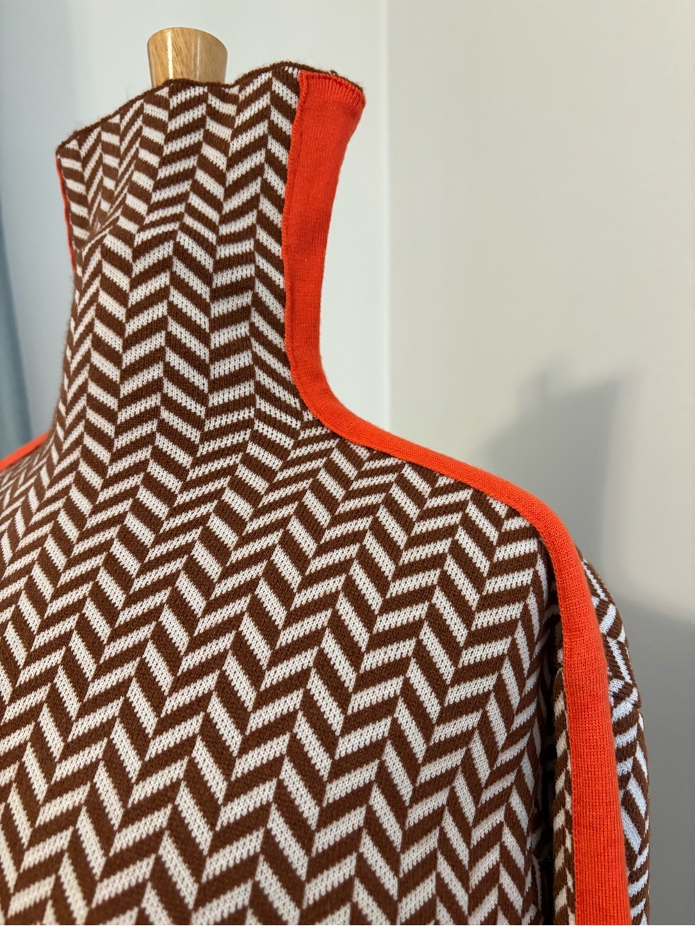 Chevron Knit Sweater with Orange Trim - Picture 2 of 3